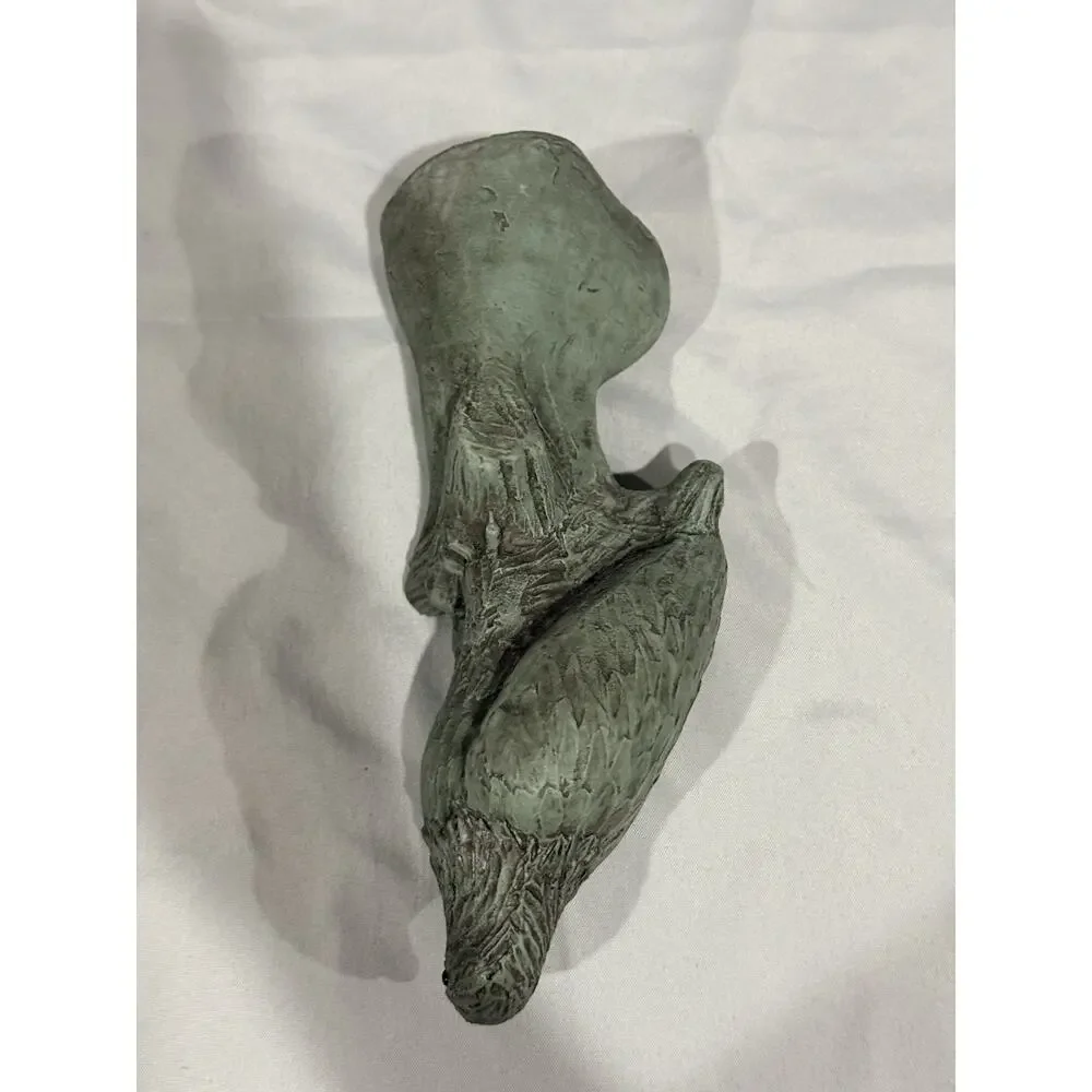 Signed Isabel Bloom 2004 Bird Sculpture on Tree Stump with Verdigris Finish